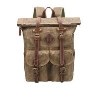 KUWHSIOP Sac à Dos en Toile Cirée Très Résistant Style Vintage IdéAl pour Le Camping, La RandonnéE Et Un Usage Quotidien,Marron