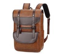 KUWHSIOP Sac à Dos pour Ordinateur Portable 15,6 Pouces pour Homme, en Cuir RéSistant à l'eau, IdéAl pour L'Université, Le CollèGe Ou Le Voyage,Marron