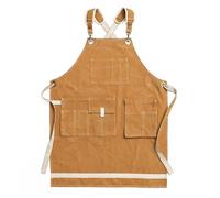 KUWHSIOP Tablier D'Atelier Robuste en Toile de Coton Pour Hommes - ModèLe Multi-Poches RéSistant à L'Eau Avec Bretelles Croisées Dans Le Dos,Kaki,L