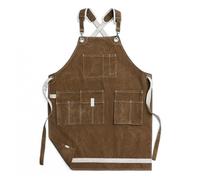 KUWHSIOP Tablier D'Atelier Robuste en Toile de Coton Pour Hommes - ModèLe Multi-Poches RéSistant à L'Eau Avec Bretelles Croisées Dans Le Dos,Marron,L