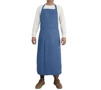 KUWHSIOP Tablier De Chef LéGer à Jambes Fendues Pour Hommes Et Femmes, En Toile, avec Bretelles RéGlables, IdéAl pour La Cuisine, La Pâtisserie Et Le Barbecue,Bleu,One Size