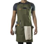 KUWHSIOP Tablier de Menuisier en Toile Pour Homme Multi-Poches Anneau MéTallique Robuste et EntièRement RéGlable Tablier Porte-Outils Pour Charpentier,Vert,L