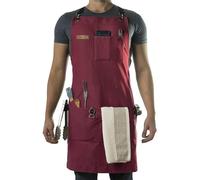 KUWHSIOP Tablier de Menuisier en Toile Pour Homme Multi-Poches Anneau MéTallique Robuste et EntièRement RéGlable Tablier Porte-Outils Pour Charpentier,Rouge,L