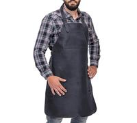 KUWHSIOP Tablier De Travail Robuste en Cuir Pu, Bretelles RéGlables, Résistant à L'Eau, Qualité Supérieure, IdéAl Pour Le Barbecue, La Boucherie Et La Cuisine,Noir,One Size