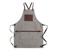 KUWHSIOP Tablier En Toile Lavée pour Homme Tablier de Travail Et Porte-Outils Avec Sangles en Cuir PU IdéAl Pour La Menuiserie Et Le Jardinage,Gris,One Size