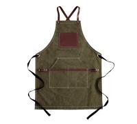 KUWHSIOP Tablier En Toile Lavée pour Homme Tablier de Travail Et Porte-Outils Avec Sangles en Cuir PU IdéAl Pour La Menuiserie Et Le Jardinage,Vert,One Size