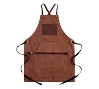 KUWHSIOP Tablier En Toile Lavée pour Homme Tablier de Travail Et Porte-Outils Avec Sangles en Cuir PU IdéAl Pour La Menuiserie Et Le Jardinage,Marron,One Size