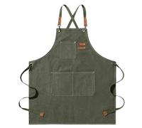 KUWHSIOP Tabliers en Toile de Coton Avec Bretelles Et Poches Réglables, Tabliers Unisexes Pour La Maison, Le Travail, La Cuisine, Le Chef, L'Artiste,Green 2,One Size