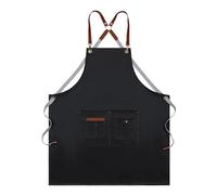 KUWHSIOP Tabliers Pour Femmes en Cuir SynthéTique, Imperméables Et Résistants à L'Huile, Idéaux Pour La Cuisine, La Vaisselle Et Le Nettoyage,Noir