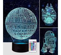 Kuwl-3d Lampe Illusion Optique Led Veilleuse, Enfant Lampe Pour Garçons Filles Lampe De Table De Bureau 7 Couleurs Led Art Sculpture Lumières Avec Câble Usb Et Télécommande (Guerres Des Étoiles)