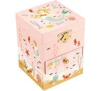 KUWL-- Grande Boite À Bijoux Musicale Sirène - Boite A Musique Fille Avec 3 Tiroirs Sirène - Coffret Bijoux Fille - Cadeau Fille Anniversaire Noel