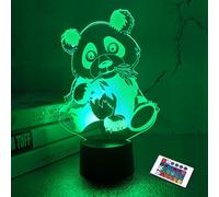 Kuwl-Lampe Veilleuse 3d Pour Enfants Avec Télécommande - 16 Couleurs - Motif Panda Mignon - Changement Automatique Avec Interrupteur Tactile - Cadeau De Noël Ou D'anniversaire Pour Enfants