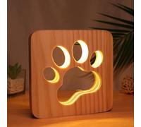 Kuwl-Patte De Chien Veilleuse En Bois Pour Enfants, Lampe À Led Chaude Pour Chambre D'enfants, Décoration De Chambre, Lumière Usb Avec Patte De Chien, Cadeau D'enfant Filles Garçons