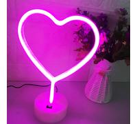 Kuwl-Rose Love Vertical Led Lampe De Table Avec Décoration Exquise Chambre À Coucher Néon Interrupteur Contrôle Pour Les Amis De L'amour Enfants Et Enfants Nuit Salon Ambiance Lampe De Recul
