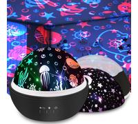 Kuwl-Veilleuse Bebe, Veilleuse Etoile Projection Rotation Lampe Projecteur Led Enfant Et 8 Couleurs Lampe Projection Bébé Pour Anniversaire, Cadeau Bebe, Cadeau Fille - Noir
