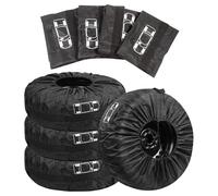 KUWUG 4 Pièces Housse Roue de Secours 18 à 22 Pouces Chaussette Pneu Neige Housses Pneus Auto, Housse Pneu Chaussettes Pneus Auto avec Poignée Renforcée (Diamètre 80 cm) (Noir)
