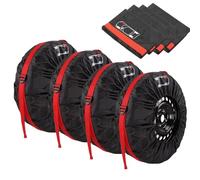 KUWUG 4 Pièces Housse Roue de Secours 18 à 22 Pouces Chaussette Pneu Neige Housses Pneus Auto, Housse Pneu Chaussettes Pneus Auto avec Poignée Renforcée (Diamètre 80 cm) (Rouge Noir)