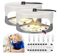 KUWUNG 2 Pièces Piege a Puces, Piege a Puces Maison avec 6 Ampoules et 8 Disques Adhésifs, Piège à Puces avec Ampoule, Lampe Anti-puces pour Salon, Chambre, Chambre denfant, Cuisine