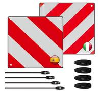KUWUNG Panneau Avertissement Porte-Vélos 50x50cm, 2 en 1 Panneau davertissement Aluminium Italie Espagne avec 4 Cordes Tension, pour Porte-vélos, Remorque Arrière, Voiture, Camping-car