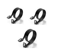 KUYiA 3x Cables SATA 3, 35 cm 90 Droit Degrés Angle Data Câble avec Loquet de Verrouillage, 6 Go/s Rapide Vitesse pour SSD HDD CD DVD, Clip en Métal Type L Connecteur jusqu'à Serial ATA/ 600