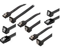 KUYIA Câbles SATA 3 (Lot de 5), 35 cm 90 Droit Degrés Angle Data Cable avec Loquet de Verrouillage, 6 Go/s Rapide Vitesse pour SSD HDD CD DVD, Clip en Métal Type L Connecteur jusqu'à Serial ATA/ 600