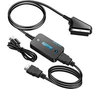 KUYIA Convertisseur péritel (entrée) vers HDMI (sortie) avec câble HDMI et péritel, commutateur HD 720p/1080p pour HDTV, moniteur, projecteur, STB, VHS, Xbox, PS3