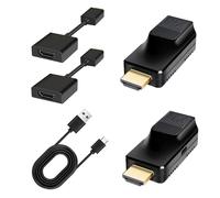 KUYIA Rallonge HDMI 60 m avec répéteur 3D 1080P @ 60 Hz, convertisseur RJ45 vers HDMI, ultra haute vitesse 48 Gbps, compatible avec PS4/DVD/TV Box, adaptateur inclus