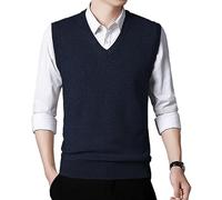 KUYIGO Hommes Automne&Hiver Gilet sans Manches Mode Classique Gilet en Tricot L Navy
