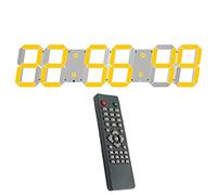 KUYNMCS Horloge Murale Numérique LED 27 Pouces, Variateur Automatique, Alarme, Luminosité À 8 Niveaux, Calendrier, Thermomètre, for Salle De Sport Industrielle, avec Télécommande(Gold)