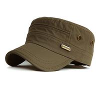 Kuyou Casquette militaire unisexe en coton vintage - Casquette de baseball plate, Taille unique