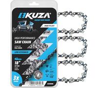 KUZA Lot de 3 chaînes de tronçonneuse de 45,7 cm - Calibre 160 cm, pas de profil bas de 825,5 cm, 68 maillons d'entraînement, facile à installer, très durable, acier allemand, faible rebond pour