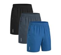 kuzwufs Pack Multisports Shorts Homme Crossfit Trail Running Ultra-Léger Poids Plume Noir/Gris/Bleu 3XL