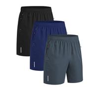 kuzwufs Pack Multisports Shorts Homme Crossfit Trail Running Ultra-Léger Poids Plume Noir/Gris/Navy 3XL