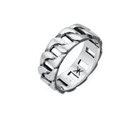 Kuzzoi Bague massive pour homme (8 mm) en design Panzer noir oxydé, bague en bande pour hommes en argent sterling 925, bague avec look chaîne épaisse, taille de bague 60-66, 0608382919, Argent