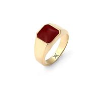 Kuzzoi Bague Chevalière pour Homme Rectangulaire avec Émail en Rouge en Argent Sterling 925 Plaqué Or, Bague Massive (10 mm) pour Hommes Taille 54 - 66, 0605912925, 58, Émail Argent sterling
