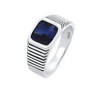 Kuzzoi bague Chevalite pour Homme avec Plaque de Sodalite - Bague Classique (10 mm) en Argent Sterling 925