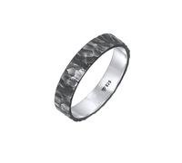 Kuzzoi Bague pour homme (4 mm) massif fait à la main en argent sterling 925 oxydé, bague de fiançailles, bague d'amitié, bague martelée, taille 54-66, 0608672622, Argent sterling