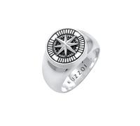 KUZZOI Bague 'Kompass' anthracite / argent, Taille 66