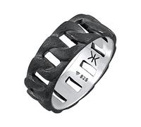 Kuzzoi Bague massive pour homme (8 mm) au design blindé, bague bracelet pour homme en argent sterling 925, oxydé, bague au look chunky, taille UE 17,25-21, 0608282621, acier inoxydable argent sterling
