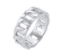 Kuzzoi Bague massive pour homme (8 mm) en design blindé poli, bague en bande pour hommes en argent sterling 925, bague avec look chaîne chunky, taille de bague 54-66, 0611842020, Argent sterling