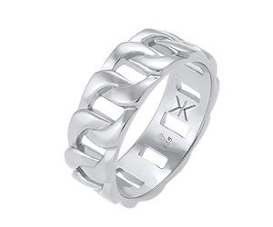 Kuzzoi Bague massive pour homme (8 mm) en design blindé poli, bague en bande pour hommes en argent sterling 925, bague avec look chaîne épaisse, taille de bague 54-66, 0611842020, 54, Argent sterling