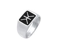 Kuzzoi Chevalière pour homme - Largeur : 14 mm - En argent sterling 925 - Logo en émail noir - Bague pour homme - Taille 60-66 - 0601860719, 62, Argent, Aucune pierre précieuse