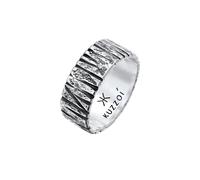 Kuzzoi Bague pour homme au design artistiquement structuré - Bague solide (9 mm) de large en argent sterling 925 - Bague oxydée pour homme - Taille 60-66 0606151322, Argent sterling