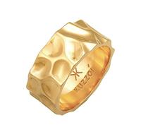 Kuzzoi Bague pour homme au design martelé, bague massive (10 mm) de large en argent sterling 925, bague en argent forgé plaqué or, bague dorée pour homme, taille 60-66, 0602511921, 64.0000, Argent