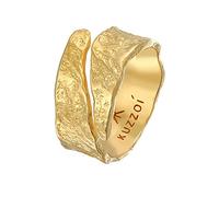 Kuzzoi Bague pour Homme au Design Usé Texturé Artistique - Massive (12 mm) en Argent Sterling 925 Plaqué Or, Martelé - Taille 60-66, 0604852121