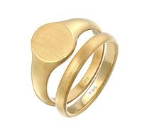 Kuzzoi Bague pour homme, chevalière (12 mm) et bague classique (3 mm) de large en argent sterling 925 plaqué or, 2 bagues en argent doré pour homme, taille 54-66, 0604532721, 54, Argent sterling