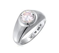 Kuzzoi Bague pour homme en argent 925 avec zircone, bague sceau en argent sterling avec pierre pour homme de taille 60 - 66, 0608312924, 52, Pierre précieuse, Zircone cubique