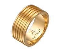 Kuzzoi Bague pour homme en argent sterling 925 massif plaqué or (10 mm) avec structure rainurée Bague marquante pour homme dans la taille de la bague 54-66, 0604591124