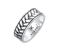 Kuzzoi Bague pour homme oxydée, anneau massif (7 mm) en argent sterling 925, accessoire de bijoux vintage pour homme avec structure à chevrons, bague marquante pour hommes dans la taille de la bague