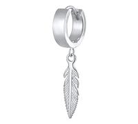 Kuzzoi Boucles d'oreilles créoles pour homme - Avec plume - 13 mm - Rondes - Style bohème - 1 pièce - En argent sterling 925 - Pour homme